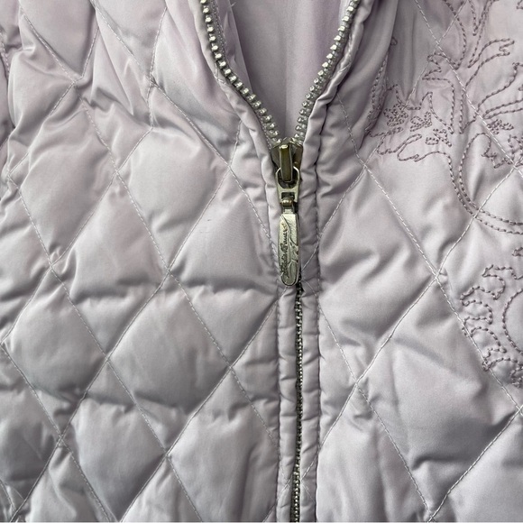 [xs] Eddie Bauer Goose Down Embroidered Lavender Purple Spring Puffer Vest - Picture 6 of 13
